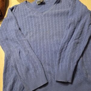 Karen Scott Blue V-Neck Sweater Large Good